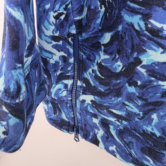 Talbots Women's Blue Swirl Print Long Sleeve Sweatshirt M Zip Sides - Picture 7 of 7